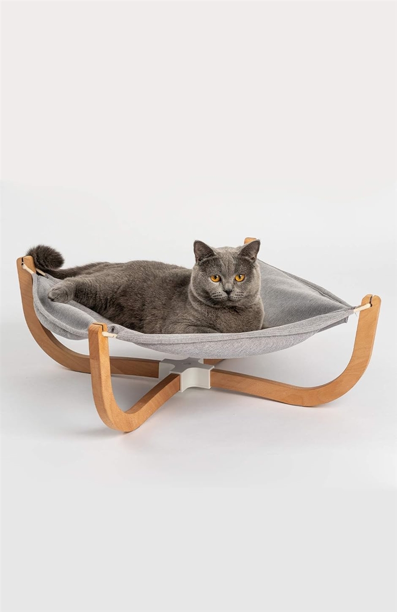 ピダン 猫 ベッド ハンモック スタンド型 洗える 綿麻 木製