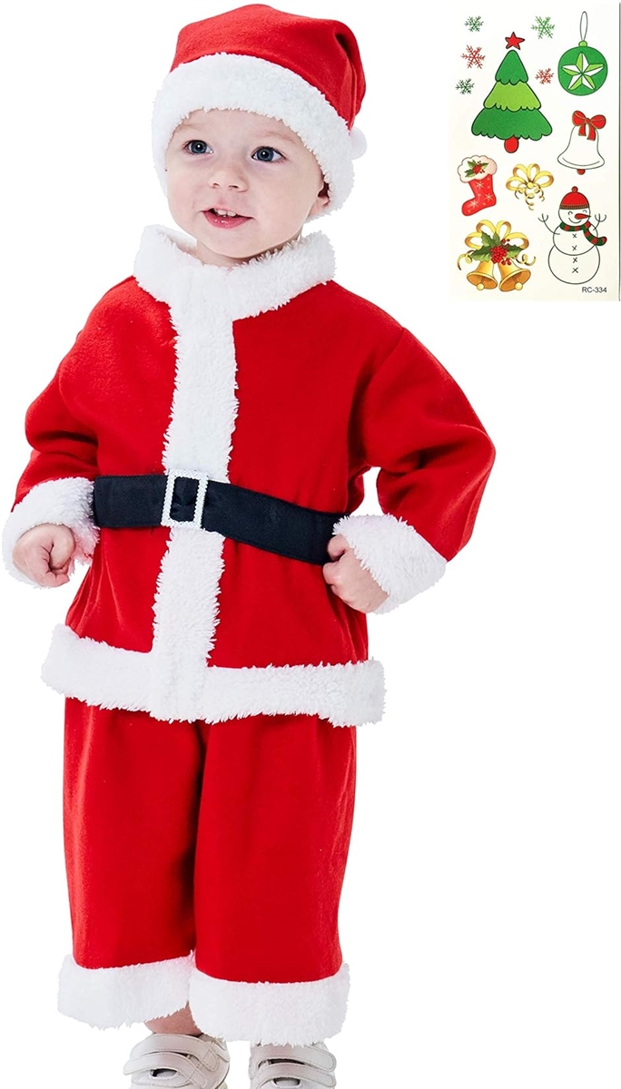男の子用 サンタ コスチューム コスプレ 衣装 クリスマス ボディシール 付き2点セット S308( 100cm)