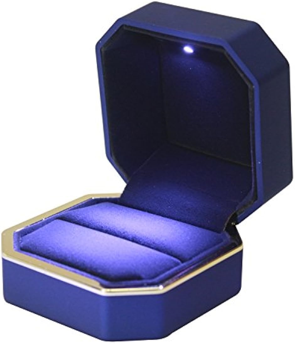 リングケース 指輪を照らすLEDライト付 サプライズ プレゼント 大切な指輪の保管に 指輪ケース ジュエリーケース PN205( ブルー)｜horikku