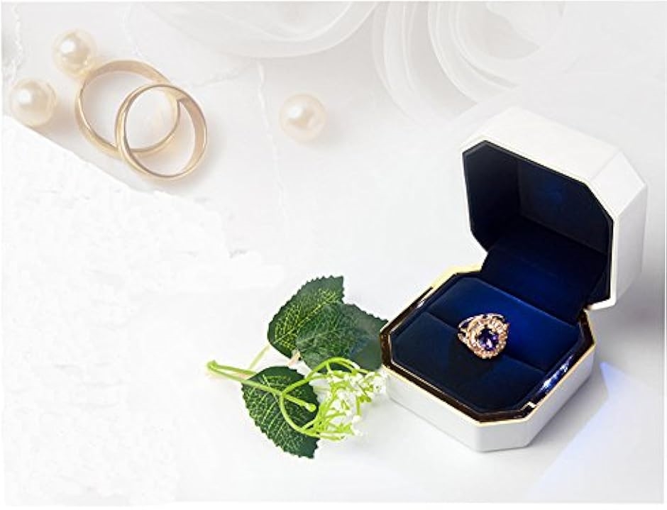 リングケース 指輪を照らすLEDライト付 サプライズ プレゼント 大切な指輪の保管に 指輪ケース ジュエリーケース PN205( ブルー)｜horikku｜04