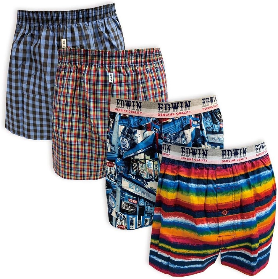 EDWINエドウィン トランクス 3枚セット 4枚セット ランダム メンズ 肌着 下着 まとめ買い LL (ランダム4枚セット,  M)