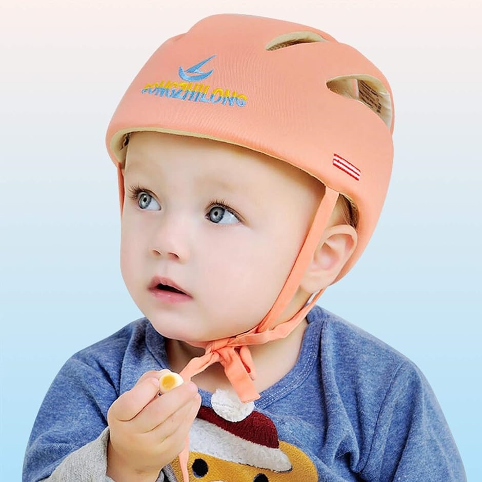 赤ちゃん 頭 ガード ベビー ヘルメット 室内用 綿100％ 可愛い 洗える MDM( オレンジ, S) 子ども用ヘルメット 
