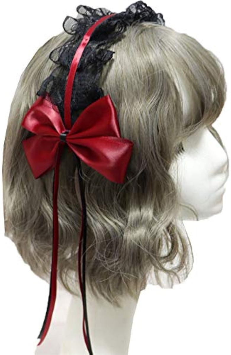 カチューシャ リボン ヘッドドレス 髪飾り ゴスロリ レース ヘアアクセサリー( レッド)｜horikku