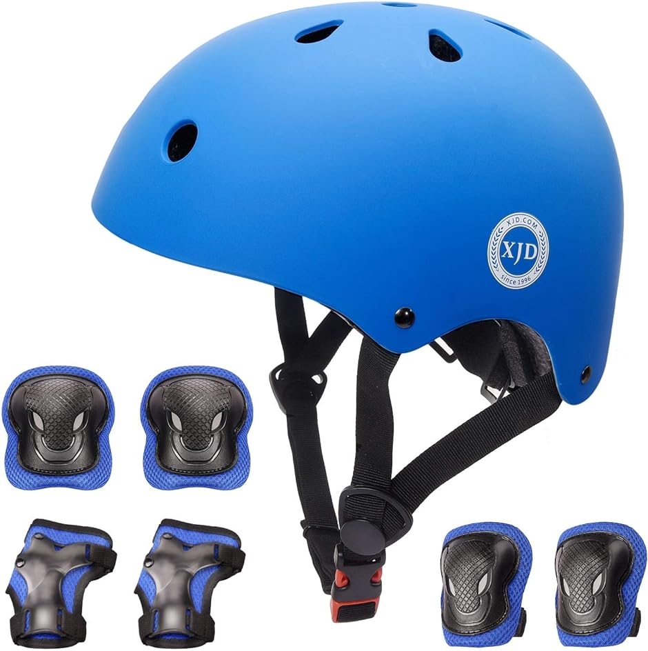 ヘルメット こども用 キッズプロテクターセット 調節可能 巾着袋付き M:55〜57cm MDM( ブルー,  M:55〜57cm)｜horikku