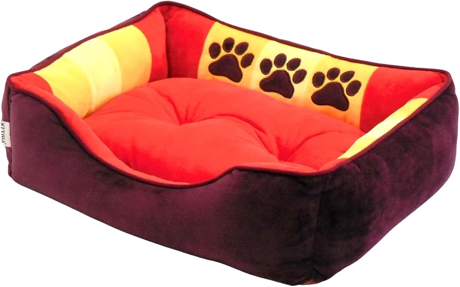 犬 猫 ペット ベッド ペットベッド 通年 オールシーズン 洗える かわいい 小型犬 (レッド, 50L x 42W x 14H cm)