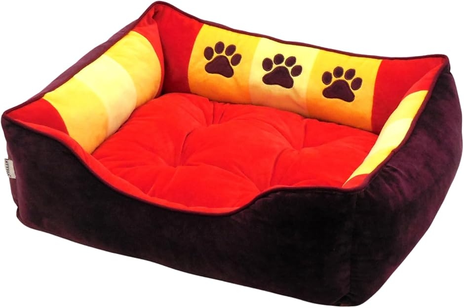 犬 猫 ペット ベッド ペットベッド 通年 オールシーズン 洗える かわいい 小型犬 (レッド, 65L x 55W x 18H cm)