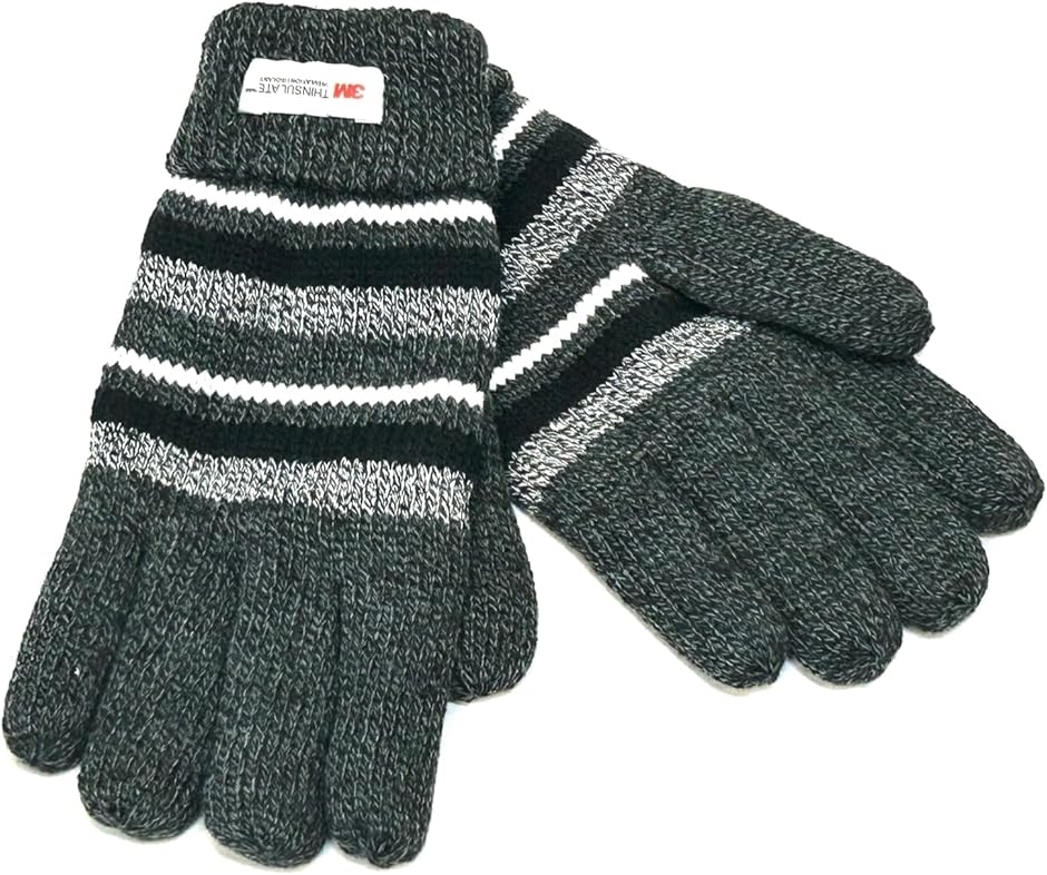 Thinsulate シンサレート 大きめ ニット メンズ 手袋 雪柄・チェッカー