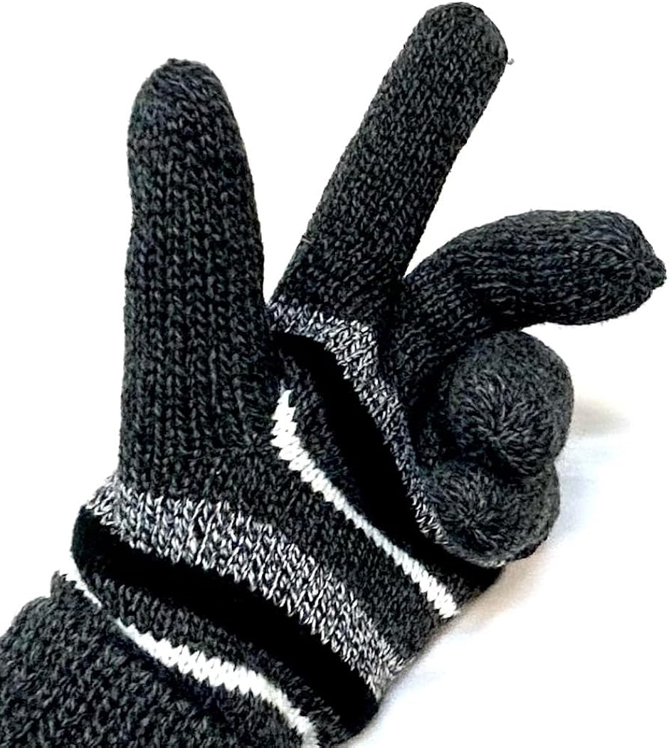 Thinsulate シンサレート 大きめ ニット メンズ 手袋 雪柄・チェッカー