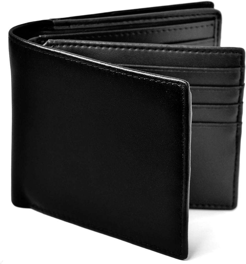 二つ折り 財布 本革 大容量 カード 18枚収納 新設計のボックス型小銭入れ メンズ ブラックxブラック MDM( ブラック/ブラック)｜horikku