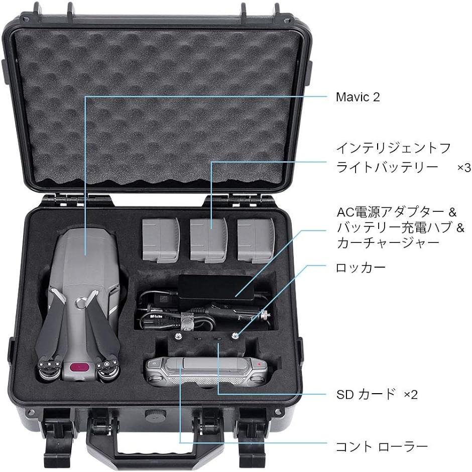 DJI Mavic 2 Pro/Mavic Zoom防水ハードケース 大容量 耐衝撃 DH800M2