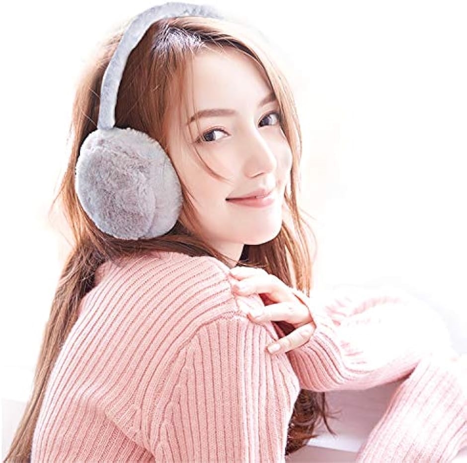 イヤーマフ 防寒 防寒イヤーマフ レディース 耳当て 耳カバー ふわふわ 可愛い 折り畳み コンパクト 長さ調整可( グレー)