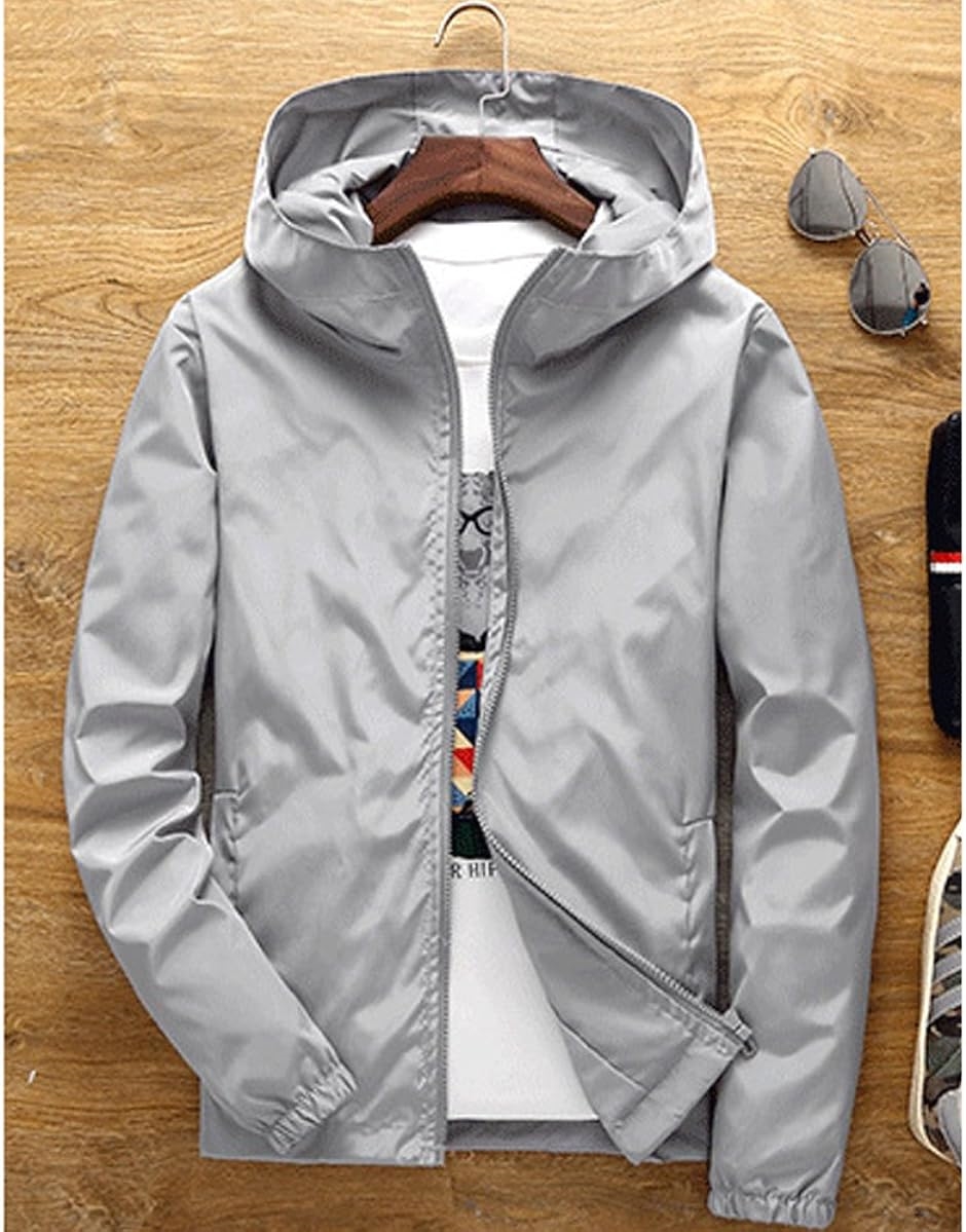 メンズ 長袖 ウインドブレーカー 登山 薄手( グレー, 4XL