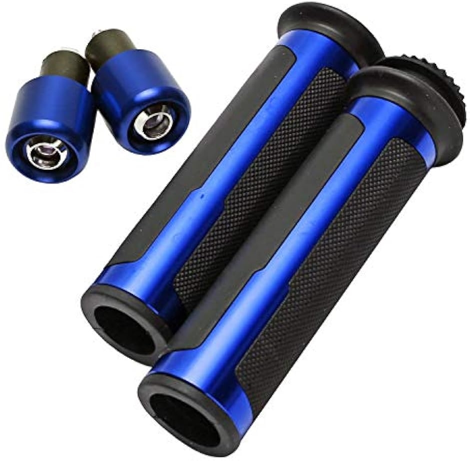 バイクグリップ バーエンド付き 22mm用 貫通 バイクハンドル用