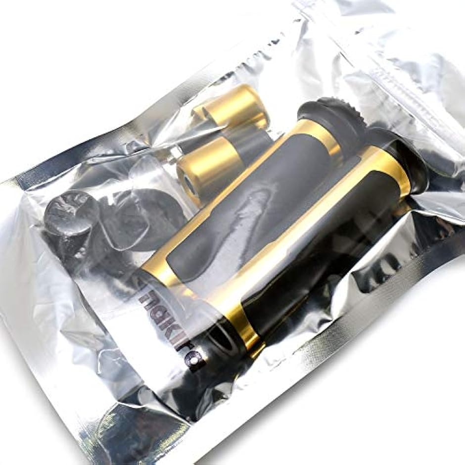 バイクグリップ バーエンド付き 22mm用 貫通 バイクハンドル用 グロム