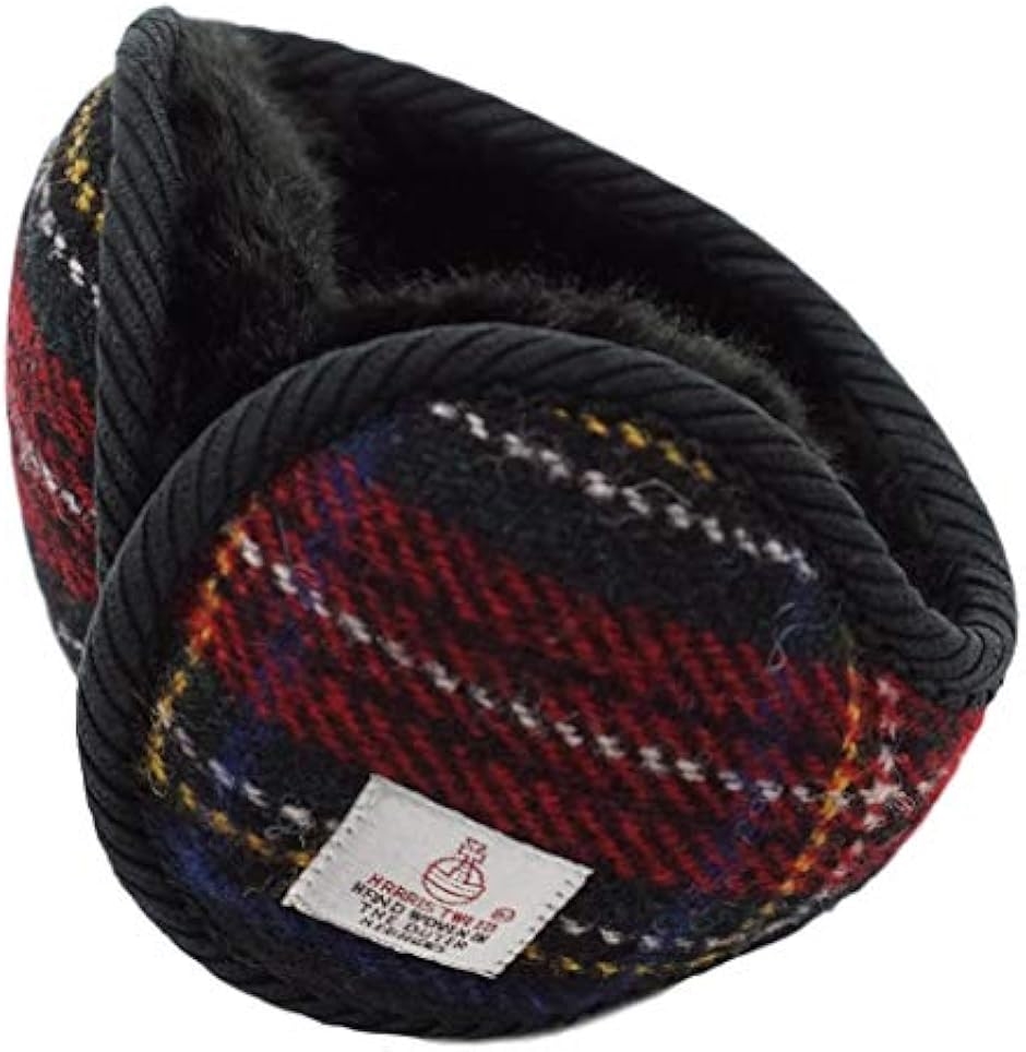 ハリスツイード Harris Tweed イヤーマフ イヤーウォーマー 耳当て 裏ボア ふわふわ 防寒 (レッドチェック,  Free)