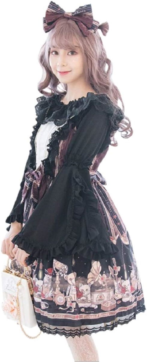 ゴスロリ ドレス コスプレ 衣装 ワンピース ブラウス 宮廷服 ハロウィン e311( ブラック,  S)
