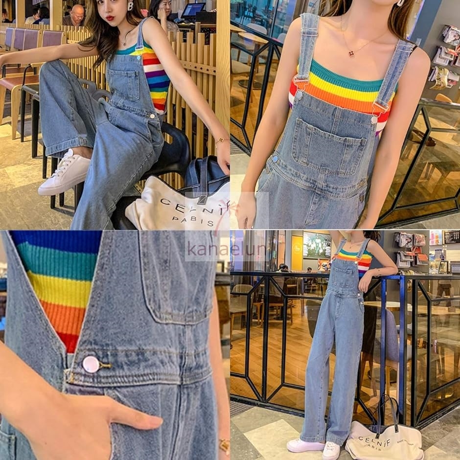 カナエルンデニム オーバーオール レディース オールインワン