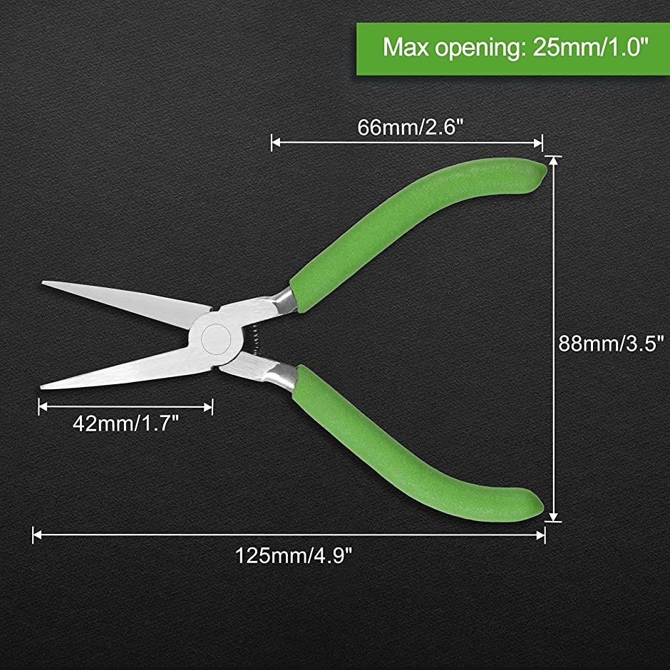 平ペンチ ギザ付 平ラジオペンチ 125mm 小型 軽量 ヤットコ(緑, 120mm)｜horikku｜06