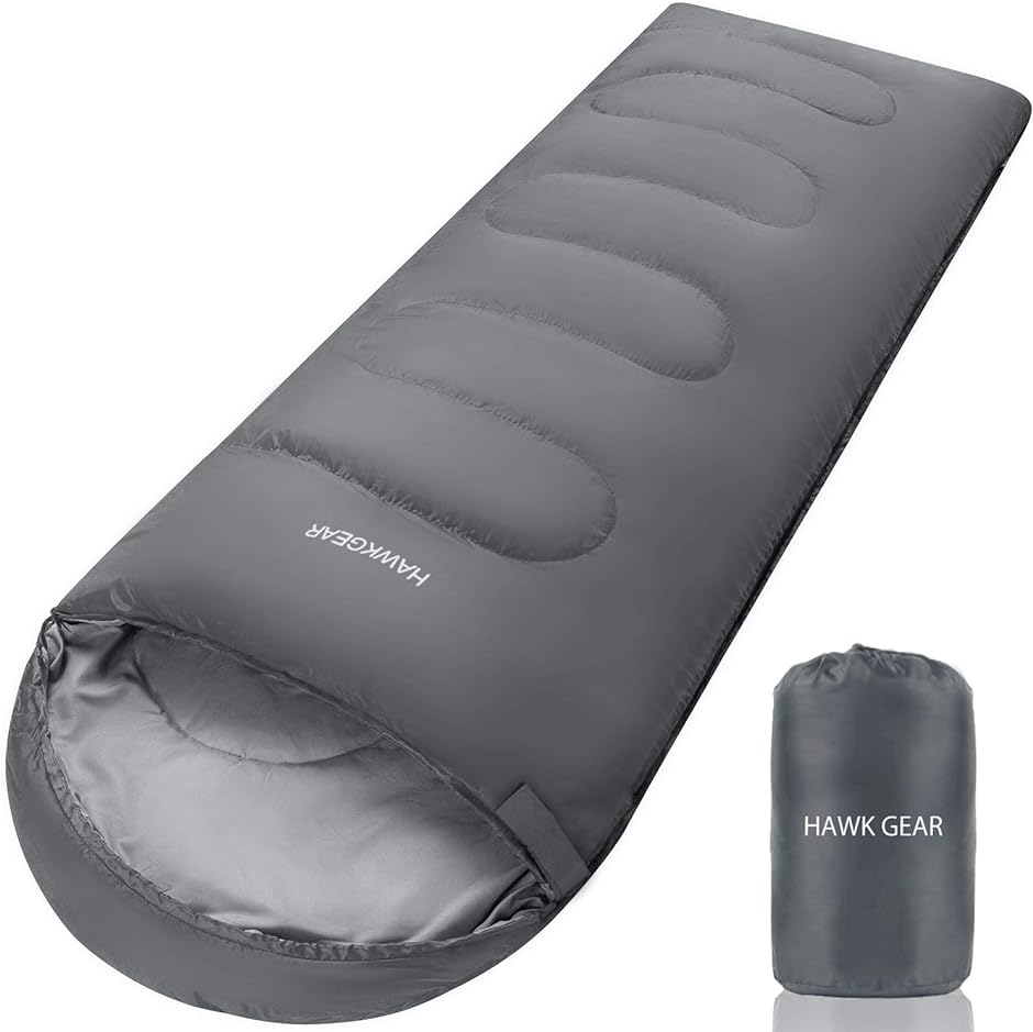 寝袋 シュラフ キャンプ アウトドア 簡易防水 オールシーズン 軽量タイプ( グレー（軽量タイプ）)