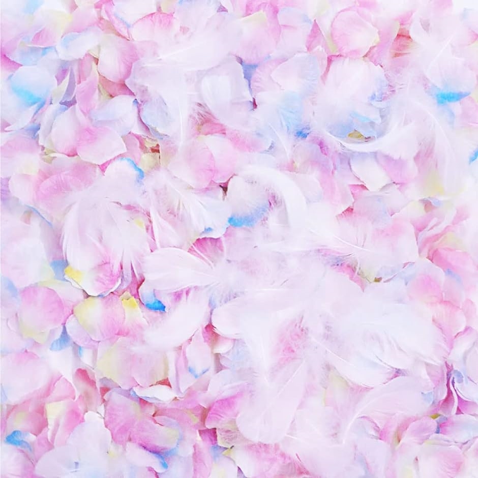 母の日 フラワーシャワー 造花 花びら 約1000枚 オリジナルの組み合わせ。3色と羽 マーメイド｜horikku｜02