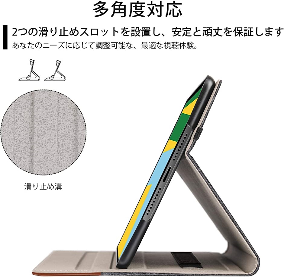 Ztotop iPad 10.2 ケース 第七世代 高級PUレザー製 ペンシル収納 ポケット付き(デニムブラック, 10.2インチ)｜horikku｜04