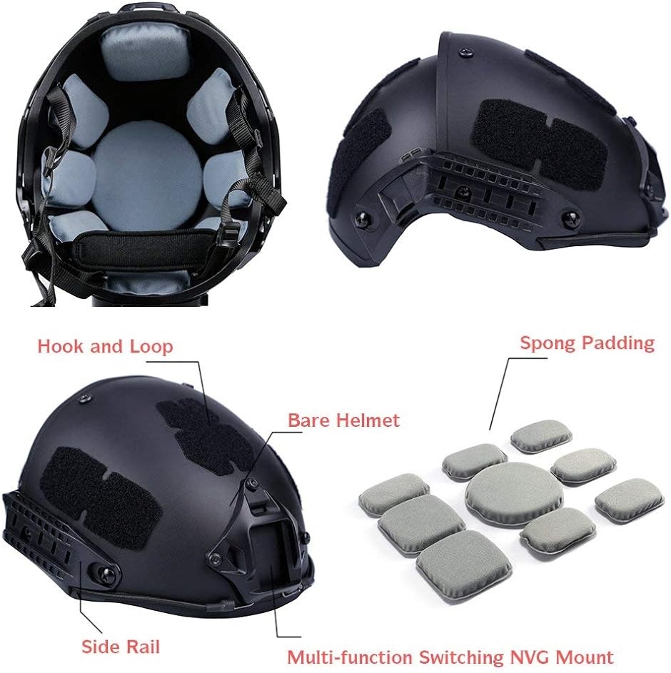 【Yahoo!ランキング1位入賞】サバゲーヘルメット タクティカルヘルメット ミリタリー サバイバルゲーム マウントベース( 黒)