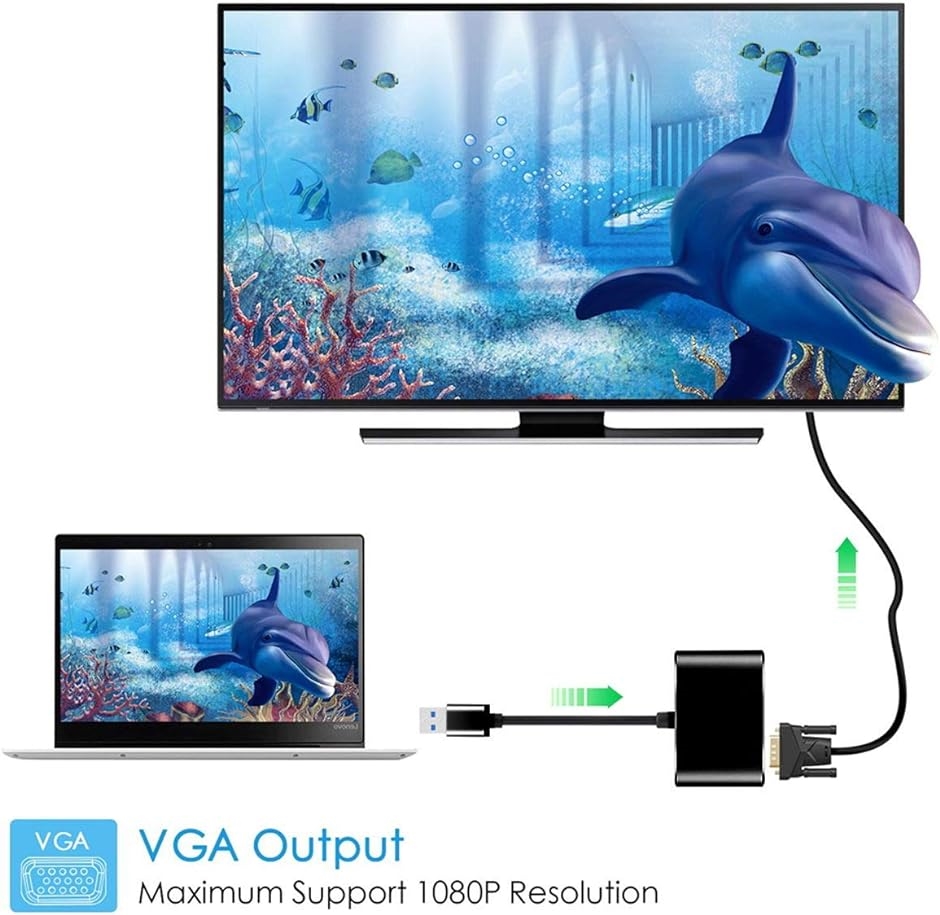 USB3.0 TO VGA HDMIアダプタ vga変換アダプタ デュアルディスプレイ アダプター モニター プロジェクター HDTV用｜horikku｜04