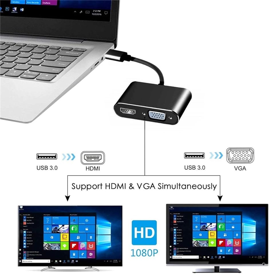USB3.0 TO VGA HDMIアダプタ vga変換アダプタ デュアルディスプレイ アダプター モニター プロジェクター HDTV用｜horikku｜07
