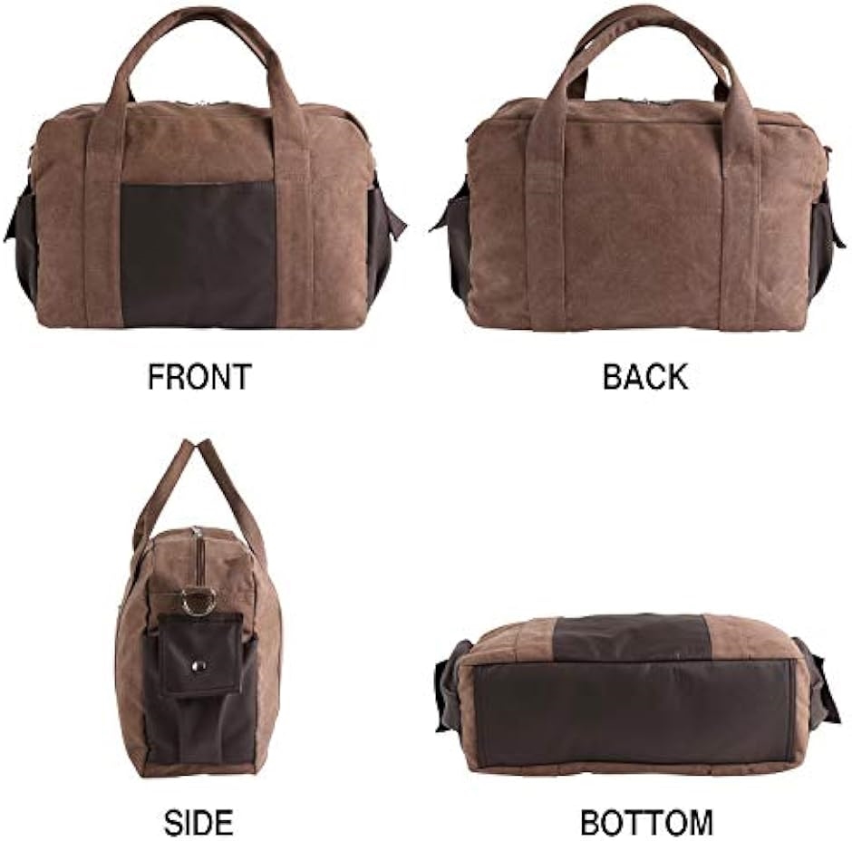 ボストンバッグ　旅行バッグ　ダークブラウン ボストンバッグ 旅行 トラベルバッグ メンズ レディース 帆布