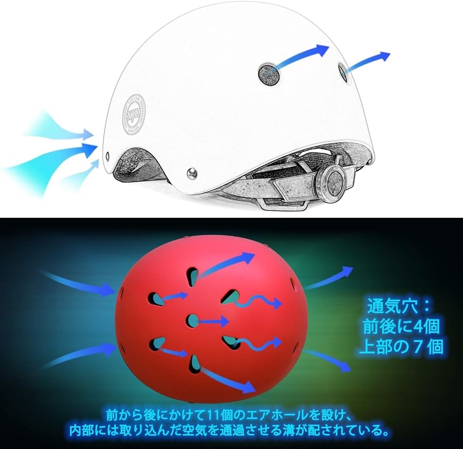 ヘルメット こども用 子供 軽量 通気性 スポーツ MDM( レッド,  M（55cm-57cm）)｜horikku｜04