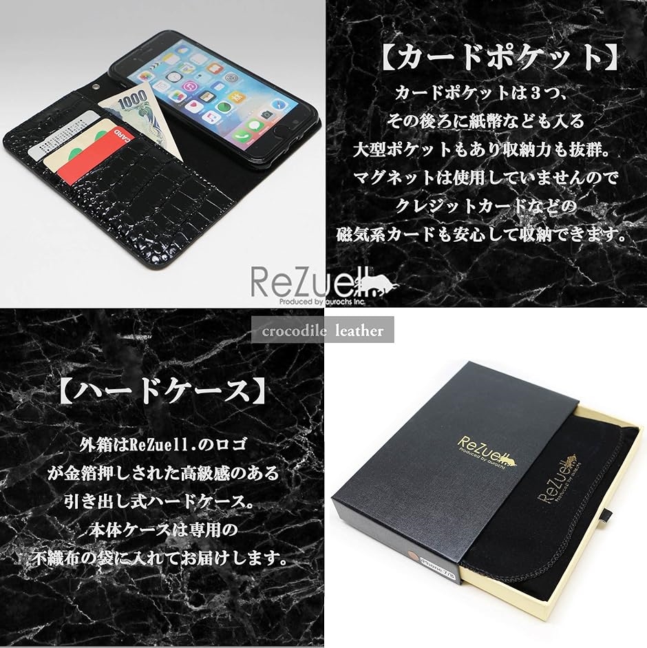 クロコダイル x 牛革 apple . 手帳型 レザー ケース iphone XR MDM( ターコイズ,  iphoneXR)｜horikku｜06