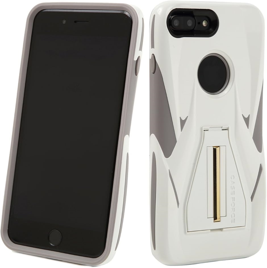 iPhone7 iPhone8 �P�[�X �ϏՌ� �X�^���h�@�\�t �J�o�[(White/Gray,  iPhone7 / iPhone8)