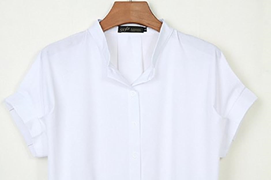 半袖 プリーツ 可愛い スキッパー シャツ ブラウス プルオーバー レディース ホワイト( 白,  M)｜horikku｜02