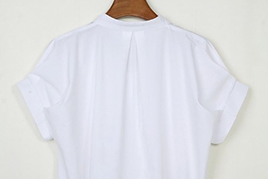 半袖 プリーツ 可愛い スキッパー シャツ ブラウス プルオーバー レディース ホワイト( 白,  M)｜horikku｜03