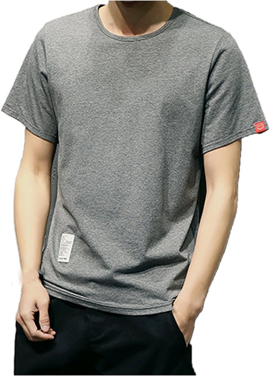 メンズ Tシャツ 半袖 無地 クルーネック シンプル カジュアル カットソー タグ ラフ インナー( グレー,  M)｜horikku