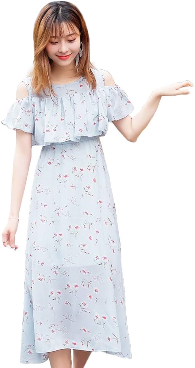 ワンピース レディース 夏 シフォン オフショルダー フリル 透け