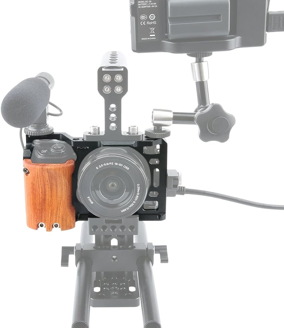 カメラケージ 木製ハンドル付き DSLR 装備 軽量 取付便利 耐久性 −110 MDM( 黒い)｜horikku｜07