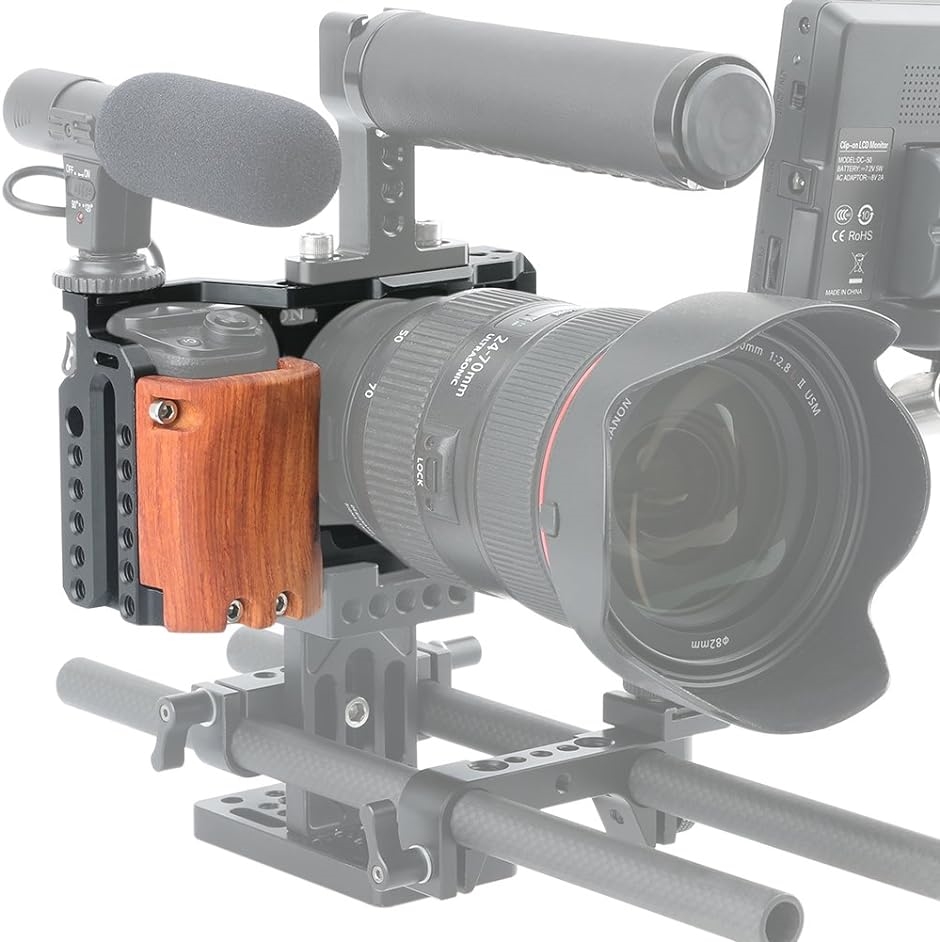 カメラケージ 木製ハンドル付き DSLR 装備 軽量 取付便利 耐久性 −110 MDM( 黒い)｜horikku｜08