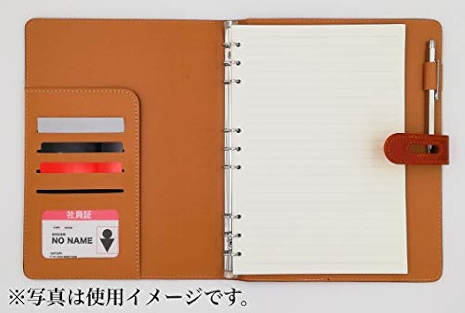 システム 手帳 PU レザー 9穴 リフィル カード ポケット ペン ホルダー 付属 OF289( 黄茶色 B5,  B5)｜horikku｜03
