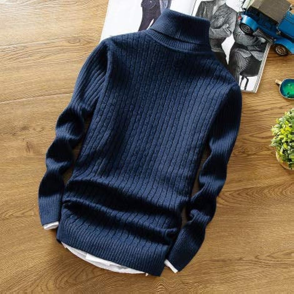 ハイネック ケーブル ニット セーター メンズ ボリュームネック 