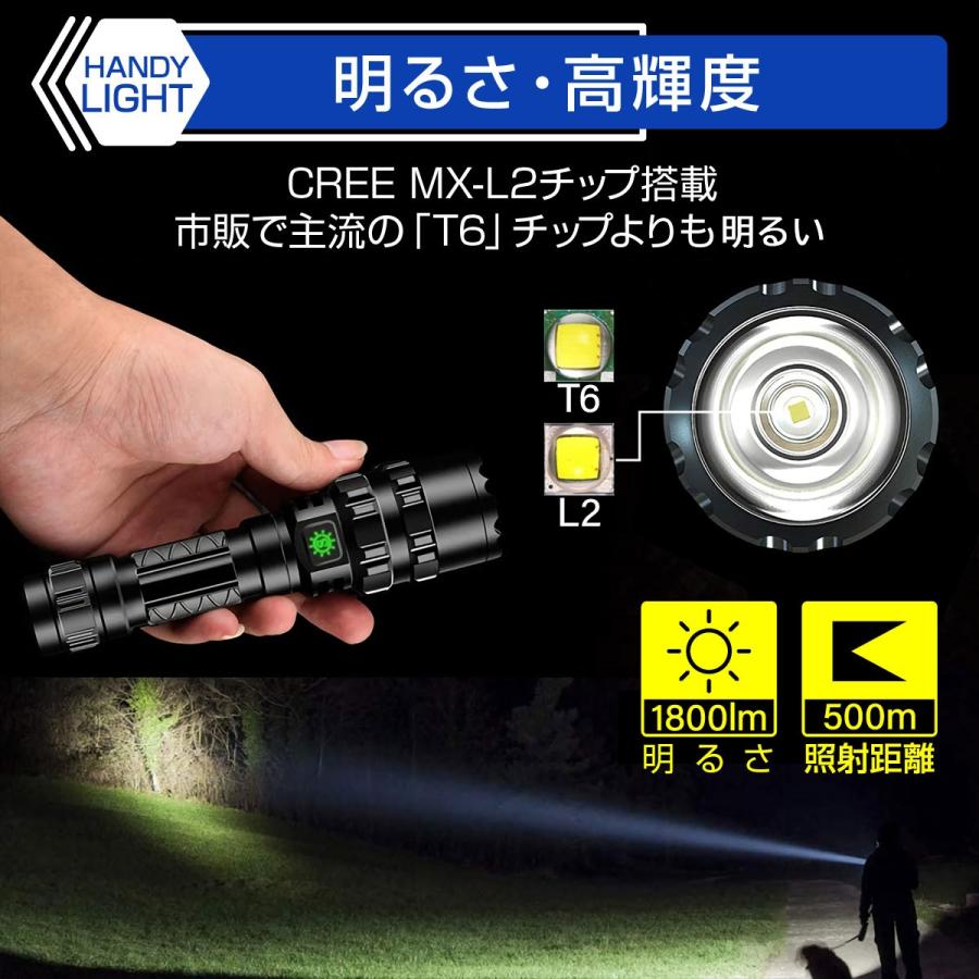 懐中電灯 充電式 LED ハンディライト USB充電式 電池付属( 懐中電灯（H16）)｜horikku｜02