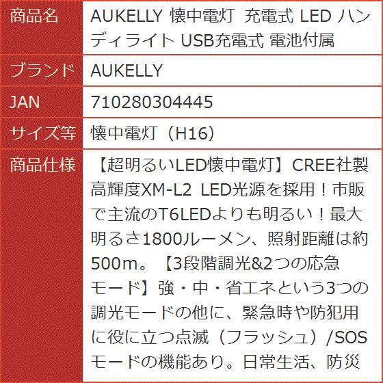 懐中電灯 充電式 LED ハンディライト USB充電式 電池付属( 懐中電灯（H16）)｜horikku｜12