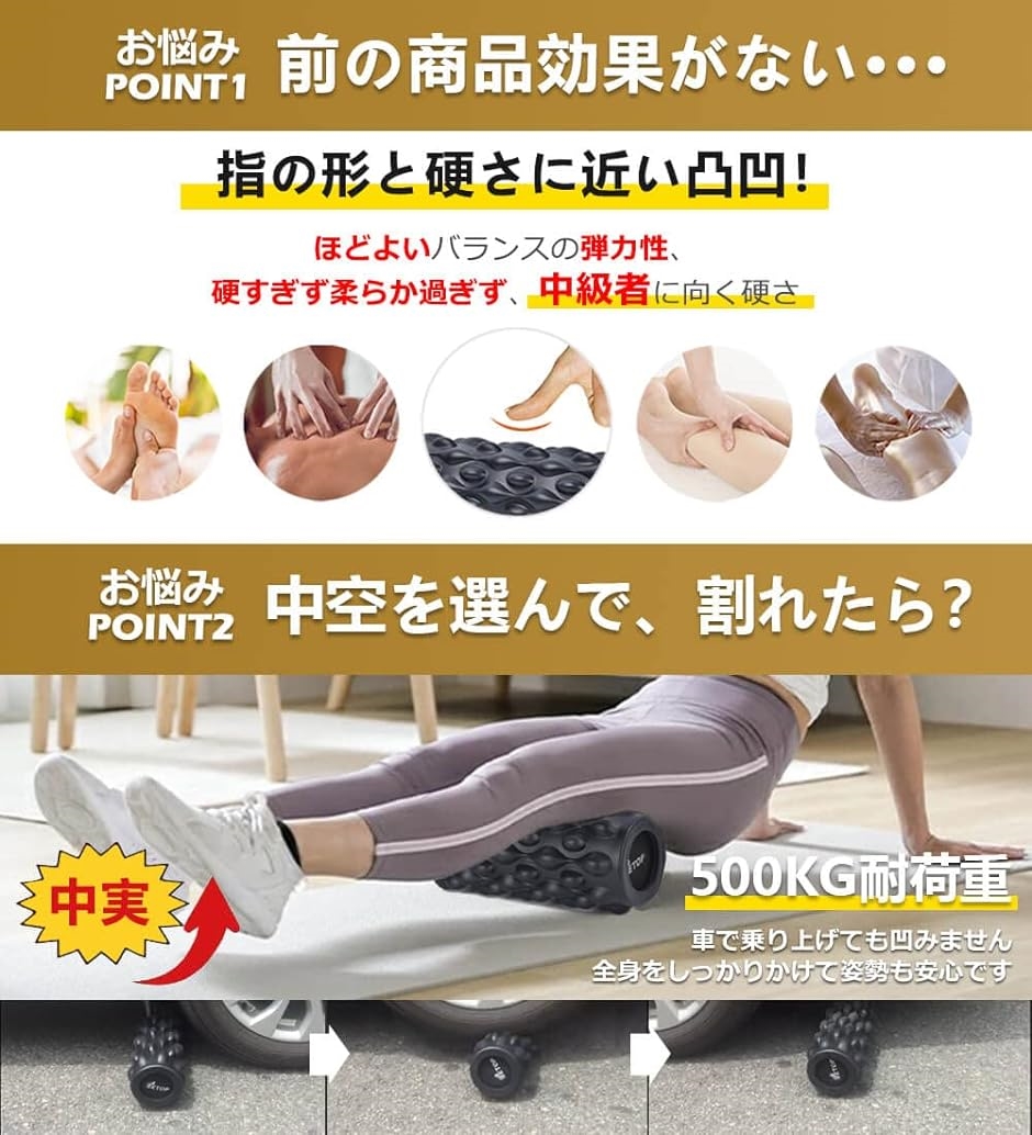 フォームローラー 500KG耐荷重 ストレッチローラー マッサージ ヨガポール 軽い( パープル,  45x12.5x12.5CM) | ブランド登録なし | 03
