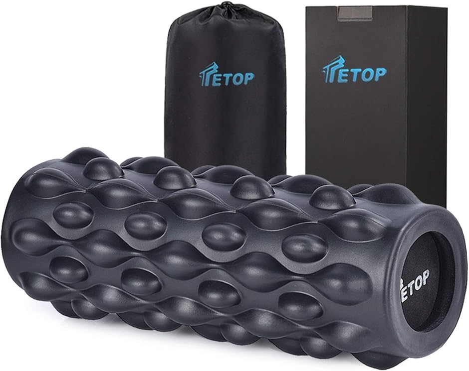 黒い筋膜ローラー 波状デザイン 筋膜リリース 実力派. 割れない フォームローラー 500KG耐荷重