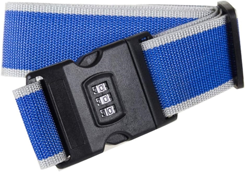 スーツケースベルト 3桁ダイヤル式 トランクベルト 盗難防止 ワンタッチ サイズ調整可 グレー+ブルー( グレー/ブルー)