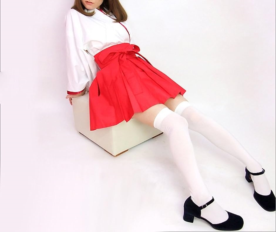 ミニ丈 巫女 さん 白ニーソ セット 和服 コスプレ 着物 浴衣