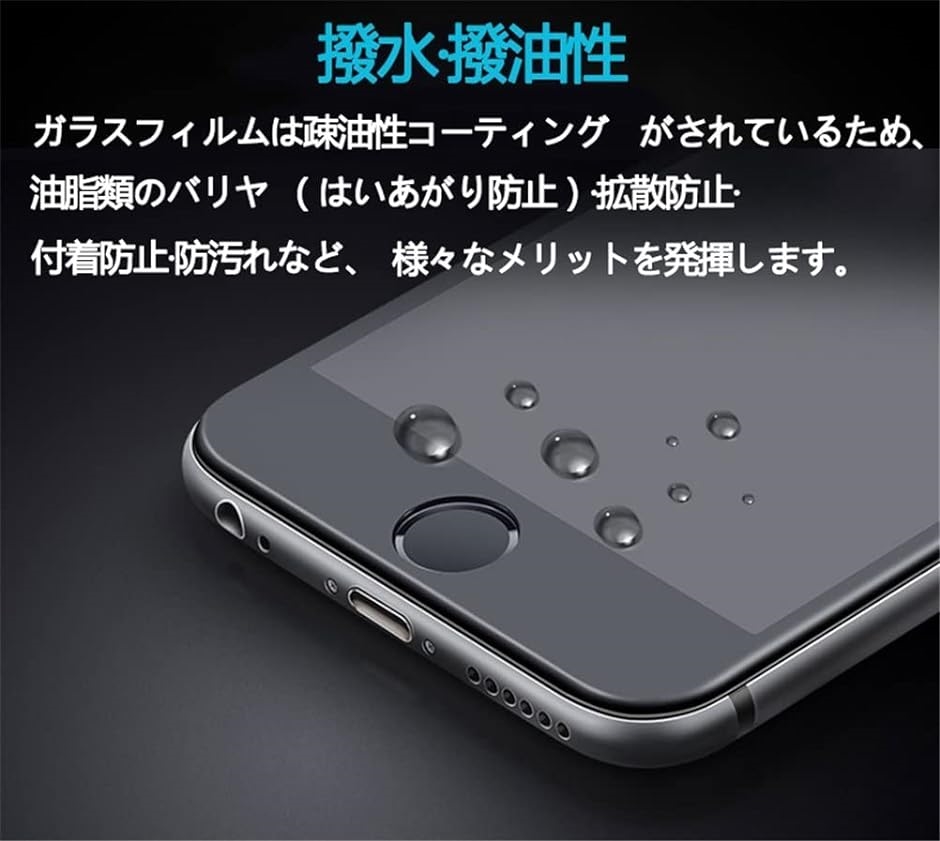 ガラスフィルム 強化液晶保護フィルム 薄型 気泡ゼロ 指紋防止 対応機種iPhone6 MDM( ブラック,  iPhone6/6s)｜horikku｜03