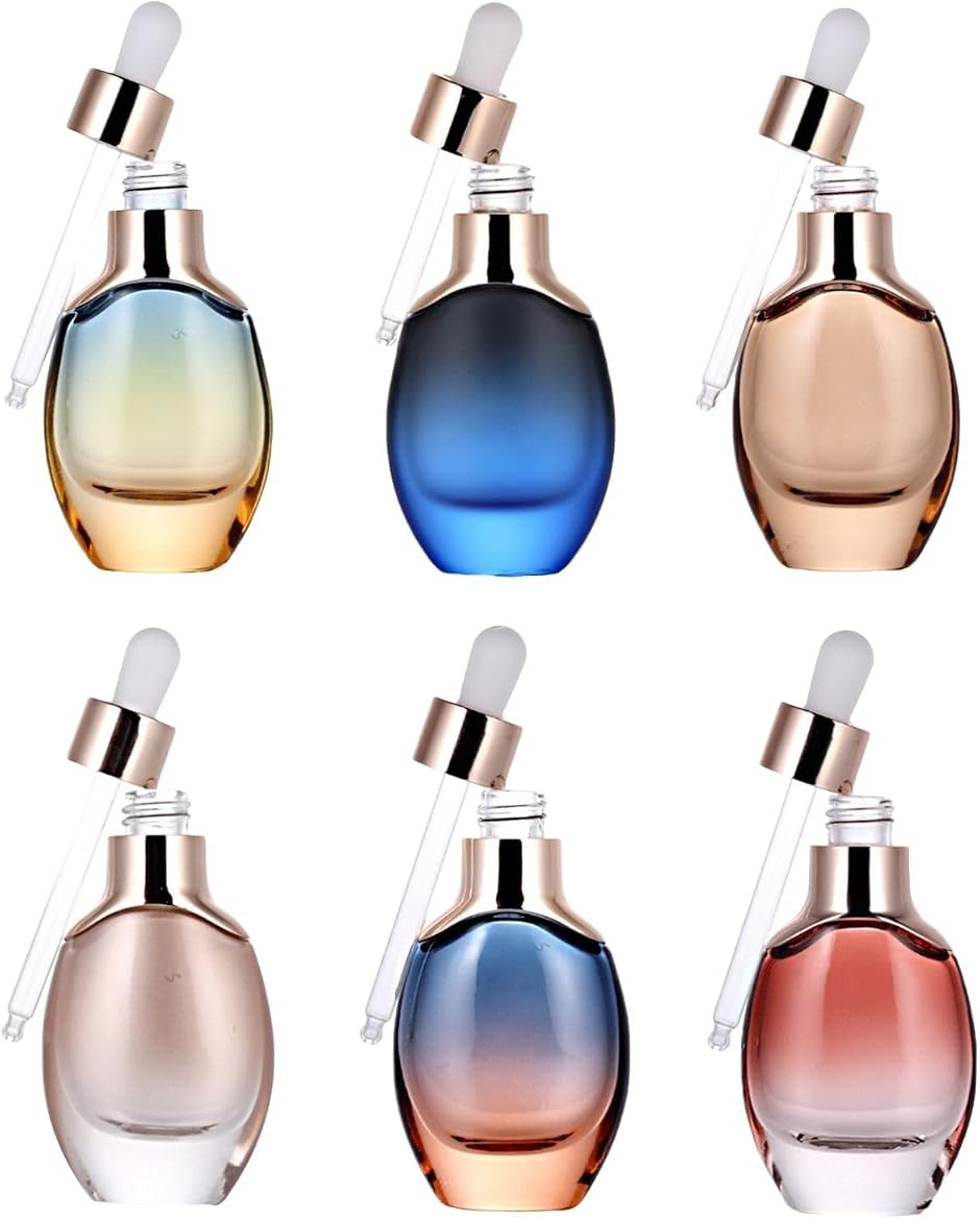 スポイトボトル アロマオイルボトル ポンプ 化粧品 30ml 6色セット MDM