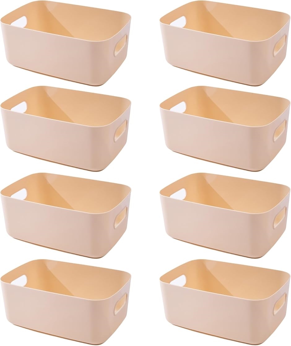 良品ラボ 収納ボックス 小物 角がない やわらかい プラスチック ポリエチレンケース 家具を傷つけにくい(ピンクベージュ,  大)