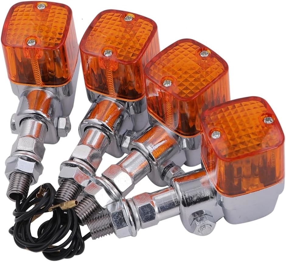 251】新品 デカヨーロピアン ウインカー 4個 オレンジ アルミ製 ステー